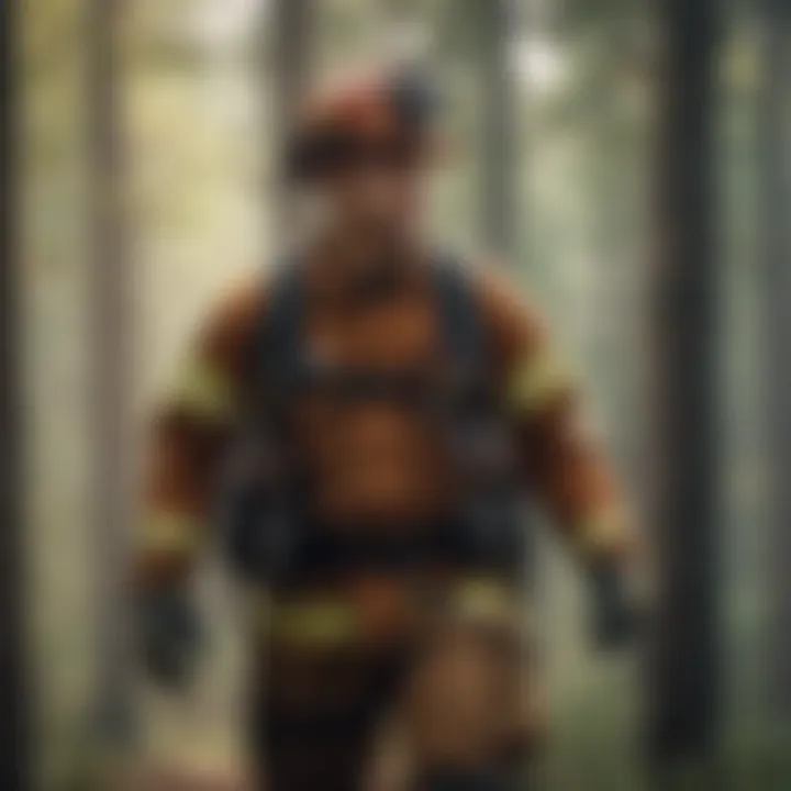 Training session for using firefighter harnesses