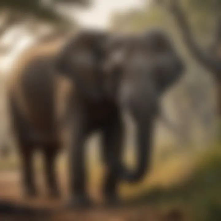 A majestic endangered elephant roaming in its natural habitat