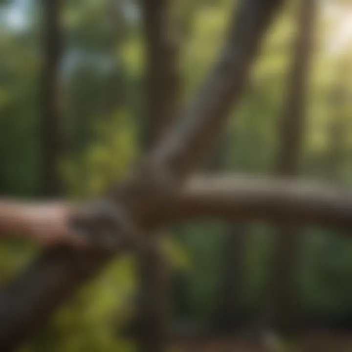 A close-up of proper pruning cuts on a tree branch