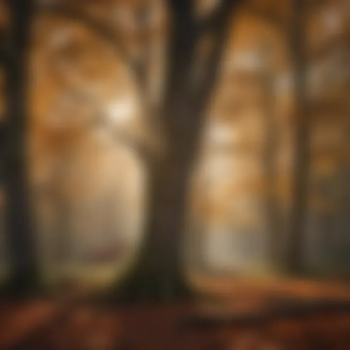 A seasonal landscape with trees indicating the best time for trimming