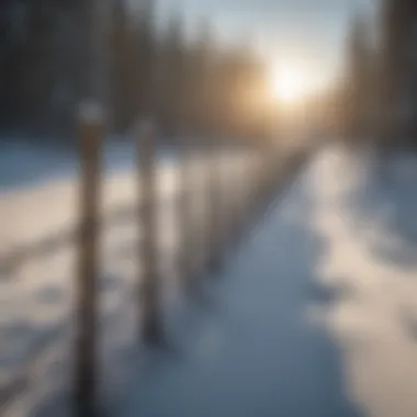 Snow fence in a snowy landscape showcasing its protective function