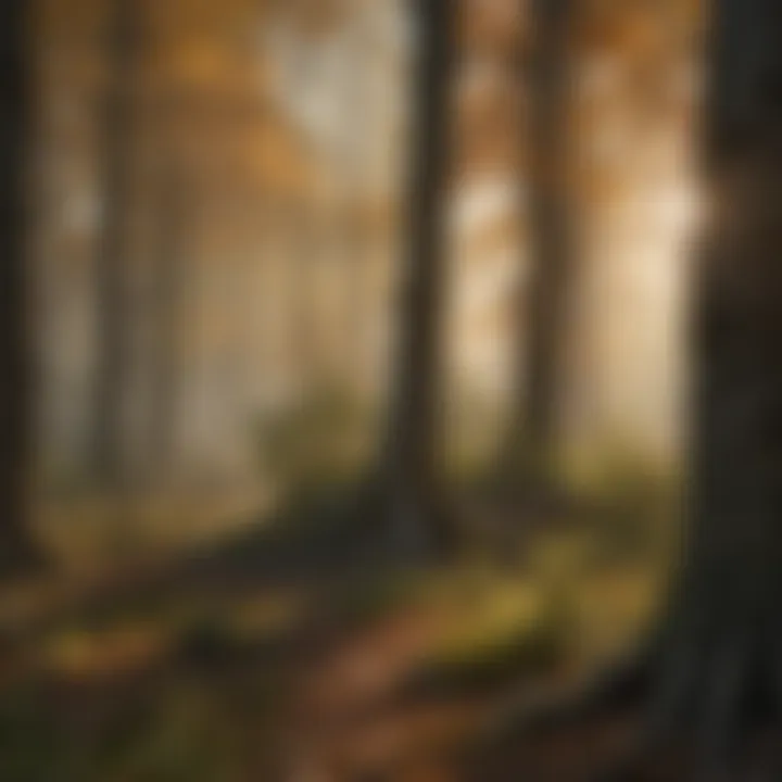 Diverse ecosystem thriving around newly planted trees.