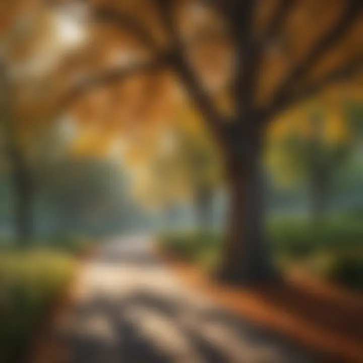 A thriving urban park showcasing diverse tree species.