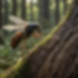 Wood-eating wasp in its natural habitat