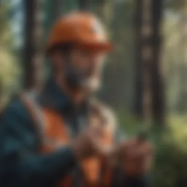 Communication in Forestry Operations Illustration of communication dynamics in forestry using whistles