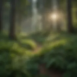 Lush green landscape showcasing diverse power herbs in an American forest.