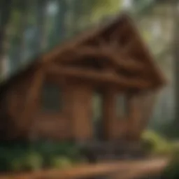 Close-up of a Sitka shelter showcasing its intricate construction details
