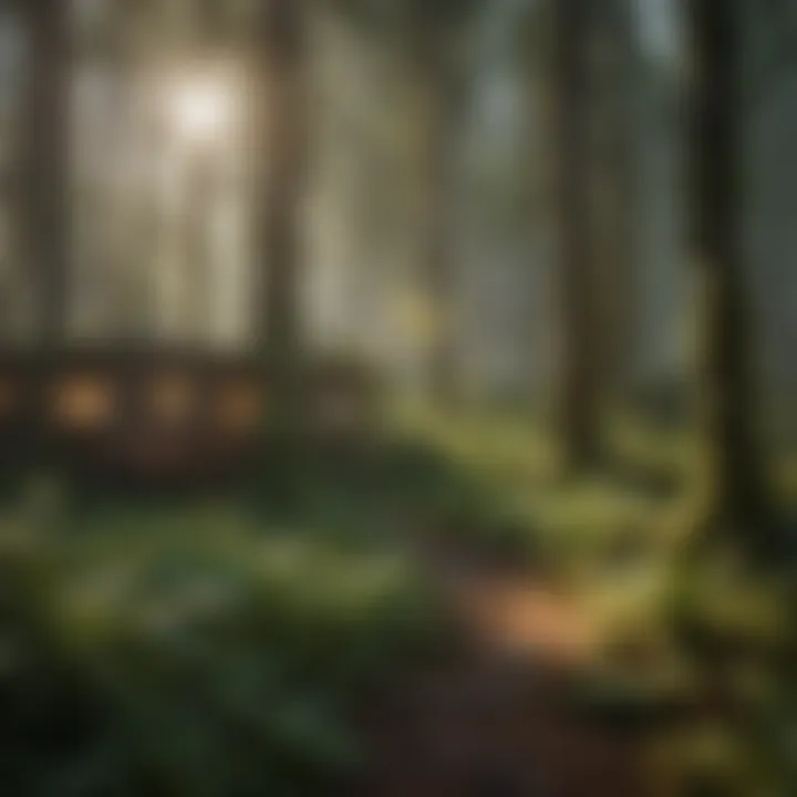 A diverse ecosystem thriving around a Sitka shelter in a forest setting