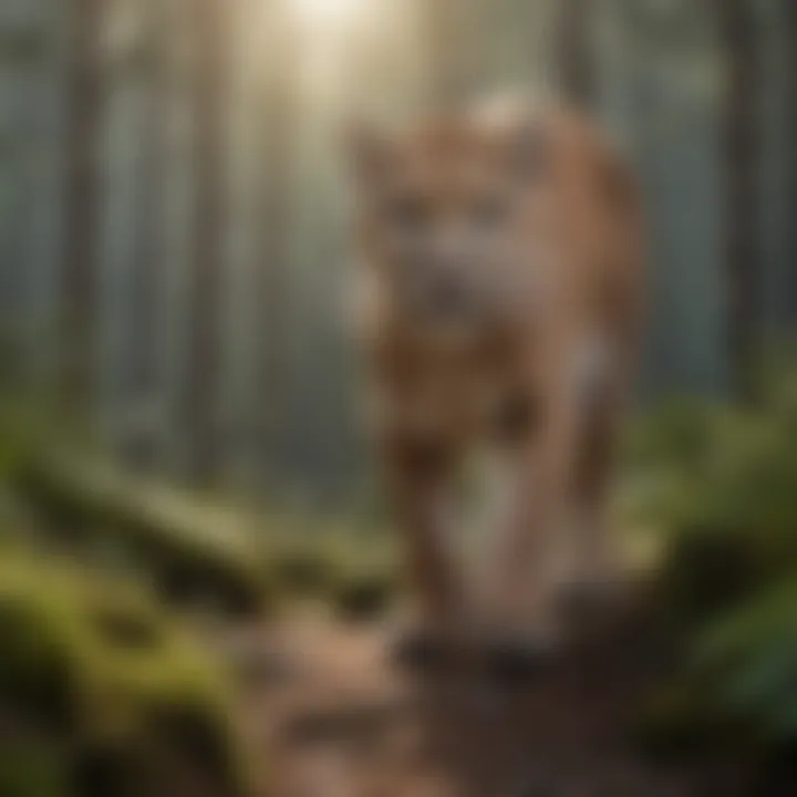 Puma in its Natural Habitat A puma gracefully navigating its mountainous terrain