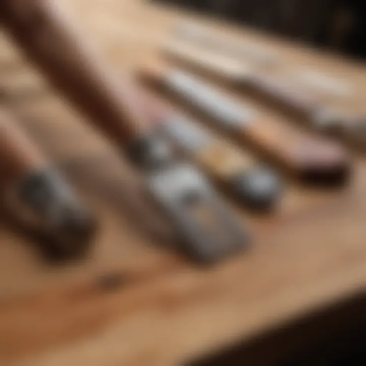 Detailed view of Powell and Sons wood staining tools