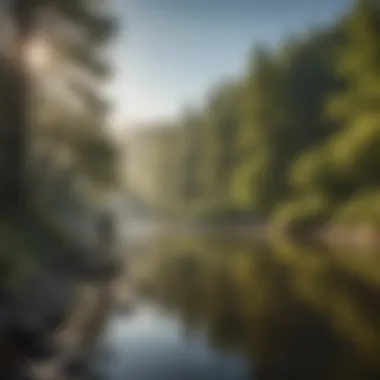 Angler casting a line in a picturesque river setting