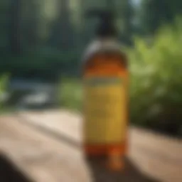 Organic Aquatic Herbicide Bottle on Wooden Surface