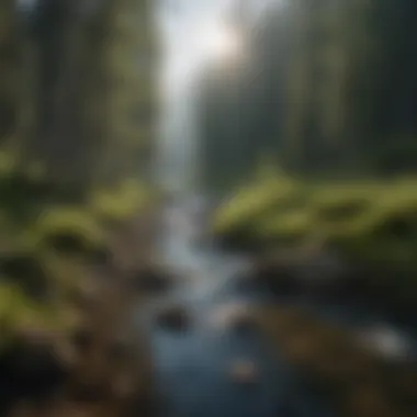 A tranquil river flowing through the lush valleys of South Central Alaska