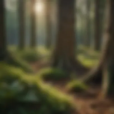 Close-up of diverse wildlife thriving around tree saplings