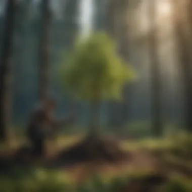 Delicate Transplanting Procedure Young Tree Being Carefully Transplanted into New Location