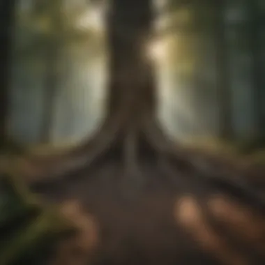 Revealing the Tree's Root System Root System of Small Tree Exposed During Transplanting