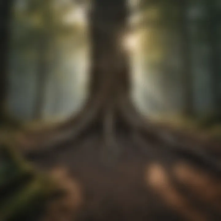 Revealing the Tree's Root System Root System of Small Tree Exposed During Transplanting