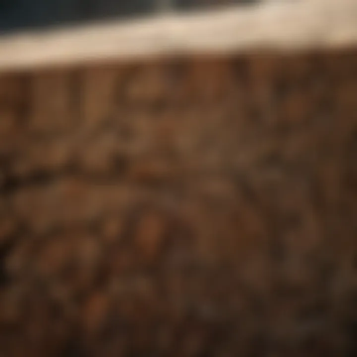 Close-up of a wedge splitting wood fibers