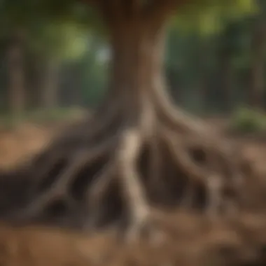 Root system of a free tree promoting soil health