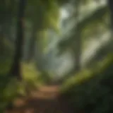 Lush green trees on a steep slope