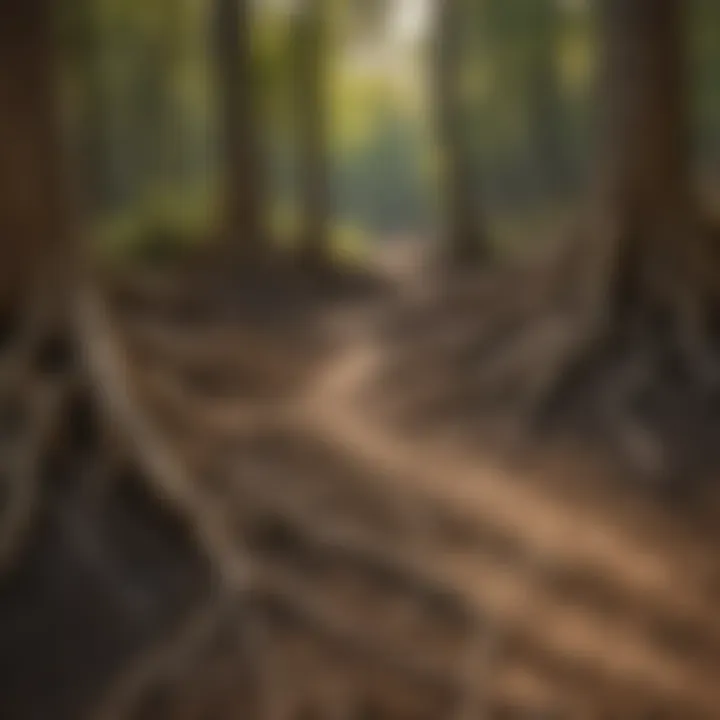 Root System Erosion Prevention Tree roots intertwining with soil to prevent erosion