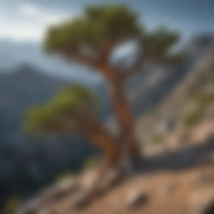 Great Basin Bristlecone Pine: The Ancient Sentinel A solitary Great Basin Bristlecone Pine standing majestically on a rugged mountain slope