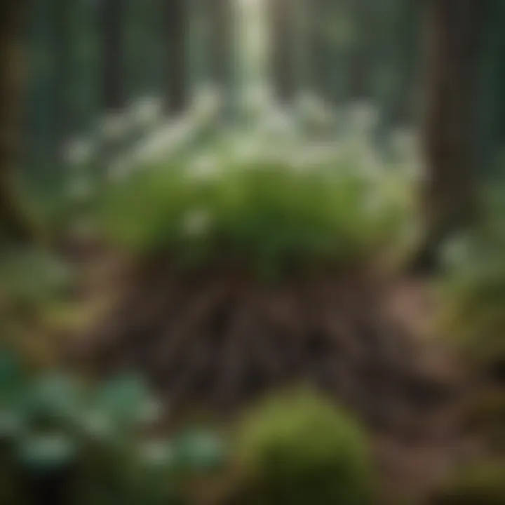 Illustration of Trifolium repens roots demonstrating its nitrogen-fixing capability