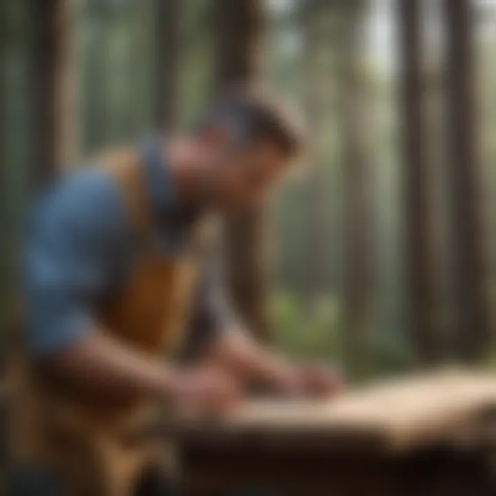 Professional Woodworker Measuring Lumber