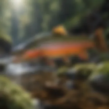 Trout Savoring Nature's Bounty Trout feeding on insects in a crystal-clear mountain stream