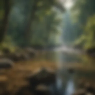 A scenic view of a river with diverse habitats, illustrating the ecological aspects of trout fishing.