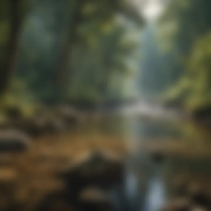 A scenic view of a river with diverse habitats, illustrating the ecological aspects of trout fishing.