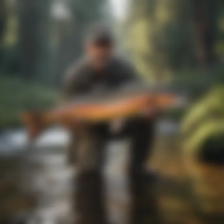 Trout fishing in serene wilderness of Los Angeles