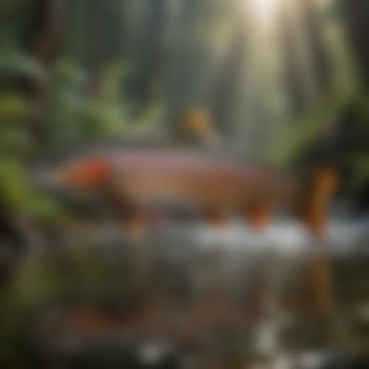 Trout swimming in clear freshwater stream