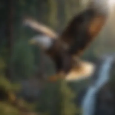 Majestic Eagle Soaring Above the Twin Falls Trail