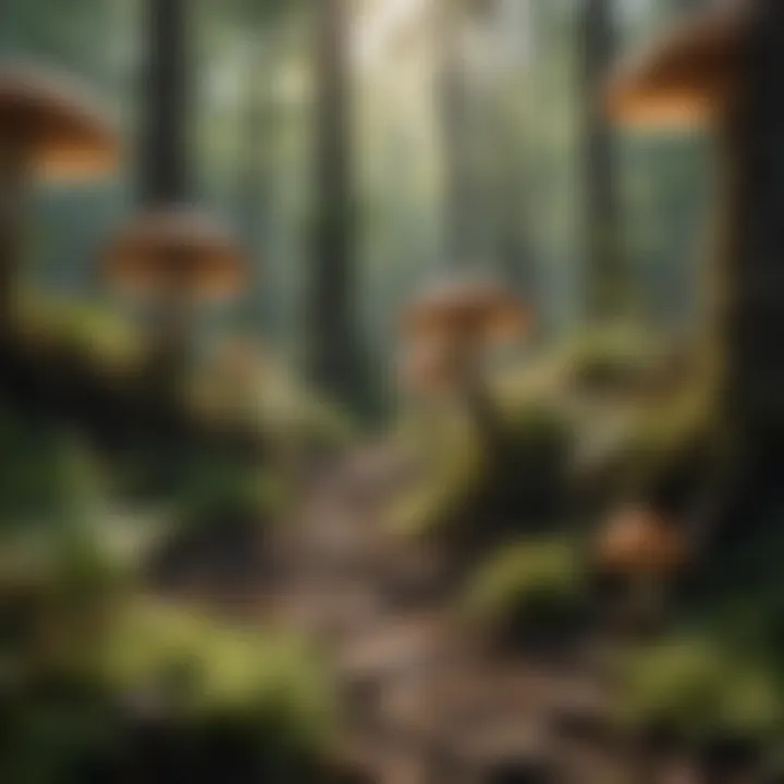 An illustration of mushroom habitats in Kentucky.