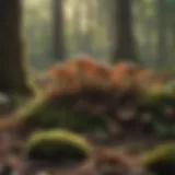A variety of wild mushrooms in a lush Kentucky forest.