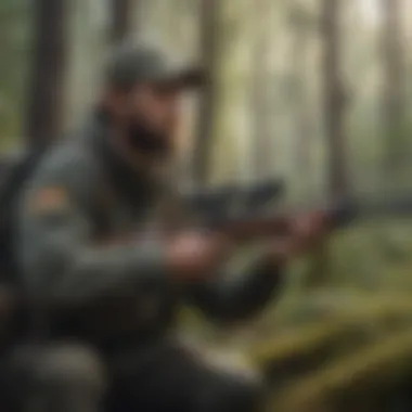 Hunter with high-quality rifle in the wilderness