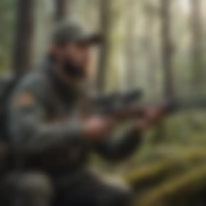 Hunter with high-quality rifle in the wilderness