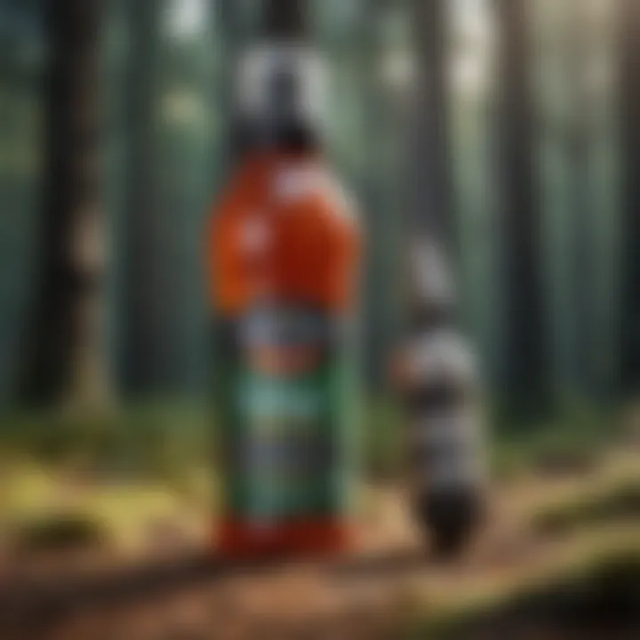 Close-up of groundwork brush killer bottle and application tool