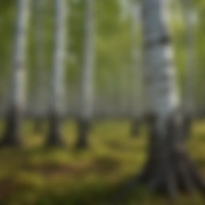 Healthy Birch Trees in Their Ecosystem Healthy Birch Trees in an American Forest