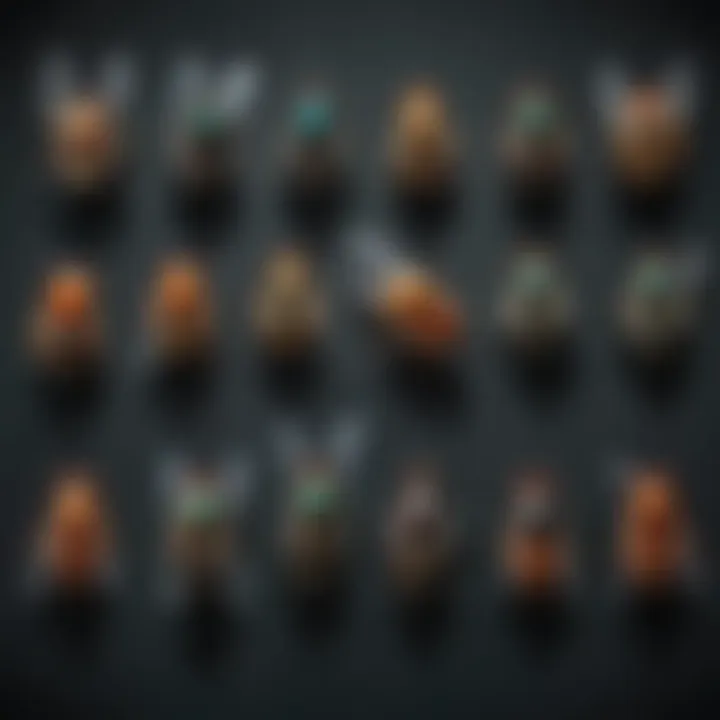 Illustration of various species of biting flies