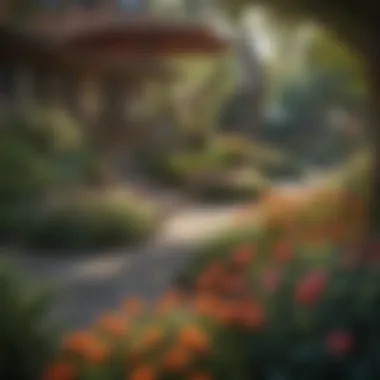 Floral Oasis in Urban Landscape Well-Manicured Front Yard with Flower Beds
