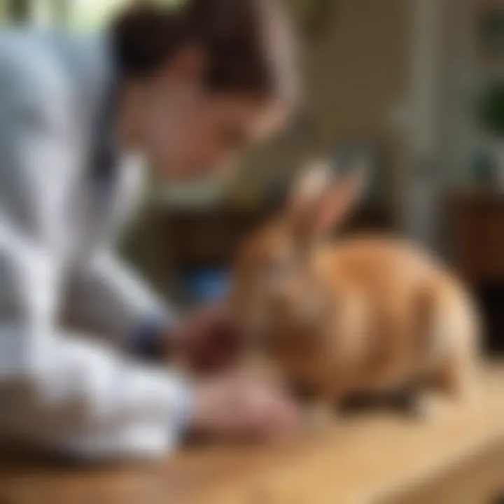 A rabbit being examined by a veterinarian, highlighting the importance of health check-ups.