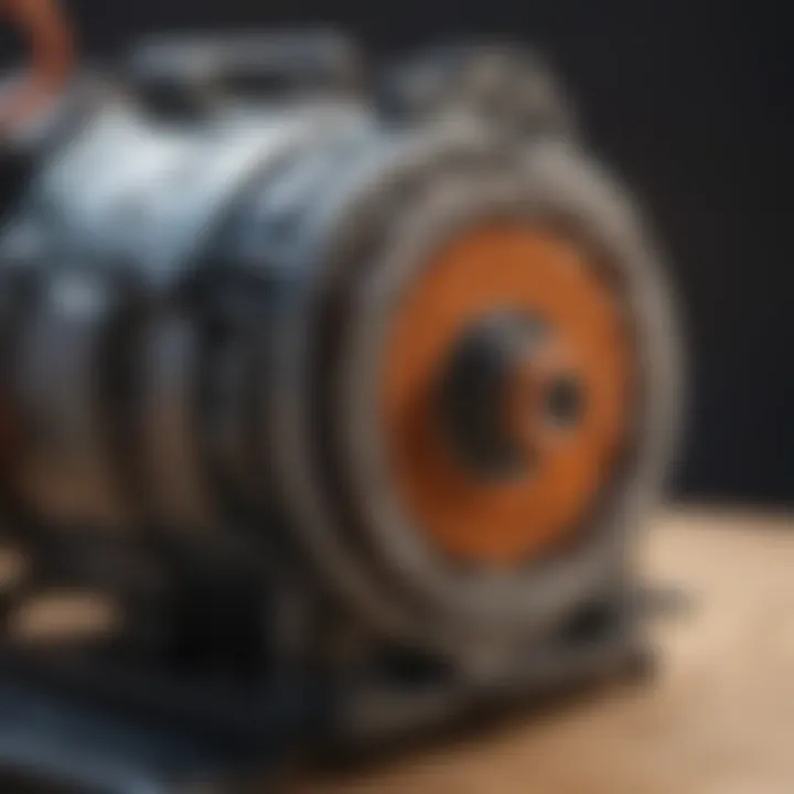 Close-up of an electric chainsaw motor showcasing internal components