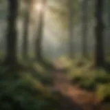 A dense forest showcasing diverse tree species
