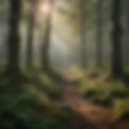 A dense forest showcasing diverse tree species