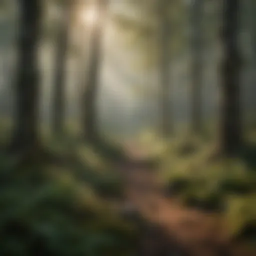 A dense forest showcasing diverse tree species