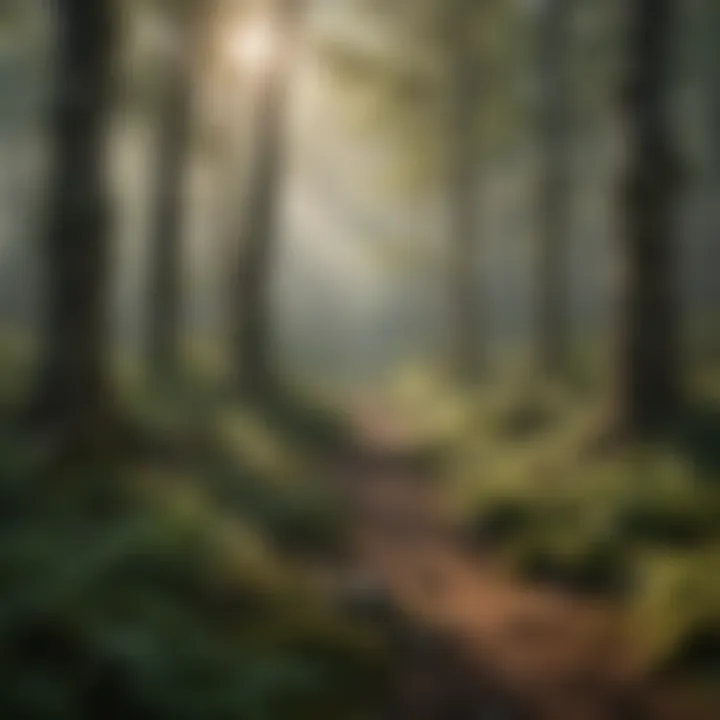 A dense forest showcasing diverse tree species