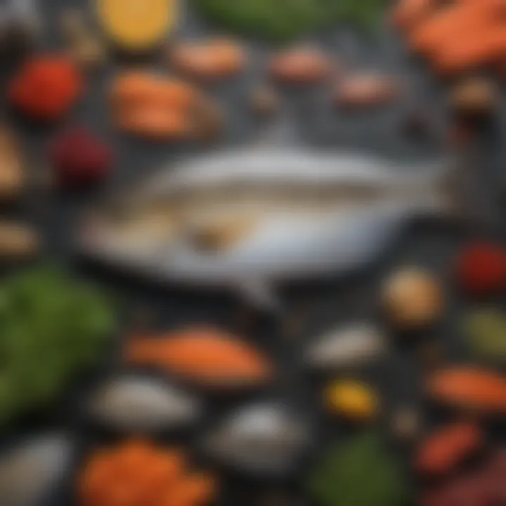 An infographic illustrating the nutritional benefits of various fish species.