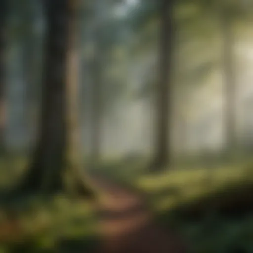 A lush forest showcasing diverse flora and fauna
